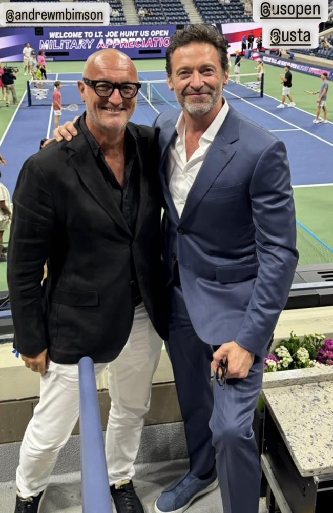 Hugh Jackman dazzled in a navy suit and matching sneakers to see the women’s singles at the US Open. Picture: Instagram