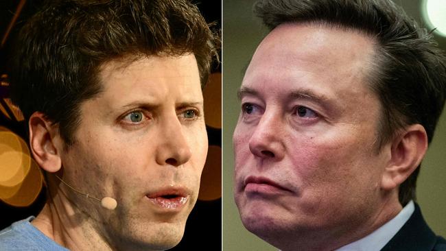 OpenAI CEO Sam Altman and Elon Musk. Picture: Patrick T. Fallon/Allison Robbert/AFP