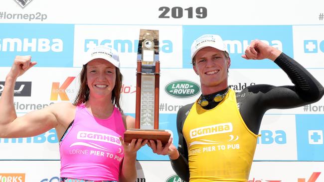 Lani Pallister and Hayden Cotter won their second-straight Lorne Pier to Pub titles in 2019.