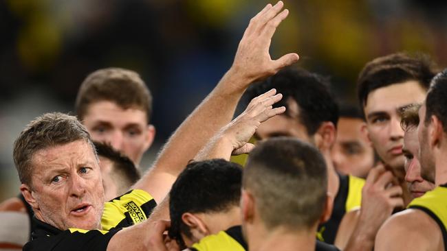 Richmond coach Damien Hardwick wants the AFL to increase clubs’ soft cap expenditure. Picture: Getty Images