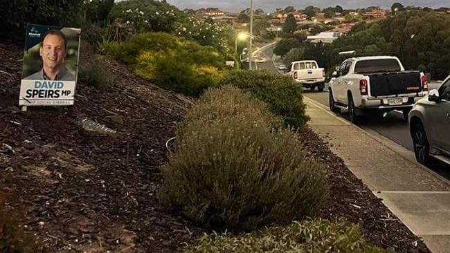 A David Speirs election corflute on Barramundi Drive, Hallett Cove. Picture: Supplied