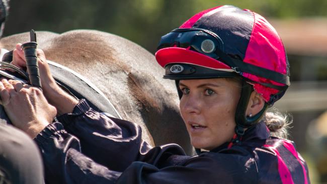 Emma Ljung was uninjured after a scary post-race fall at Ipswich. Picture: Ali Kuchel