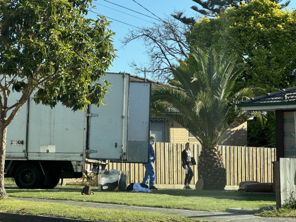 Police search a truck parked outside a property in Mulgrave as part of their investigation. Picture: Supplied.