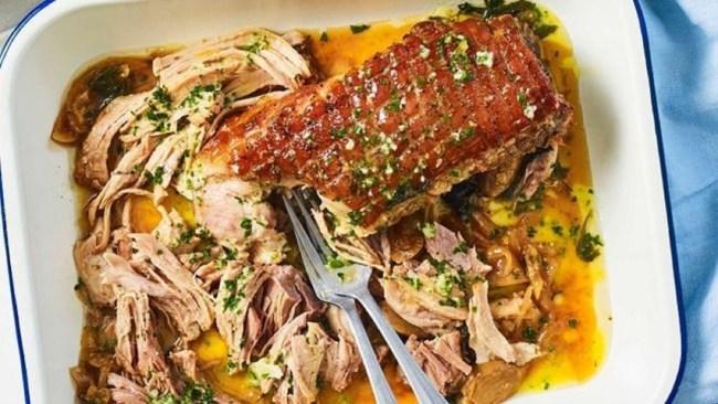 This slow cooker garlic butter pulled pork is heaven in a pot