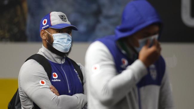 New Zealand Warriors arrive at Tamworth airport, Sunday, May 3, 2020. Warriors players will live and train in Tamworth under quarantine conditions before the NRL competition resumes at the end of May. (AAP Image/Darren Pateman) NO ARCHIVING