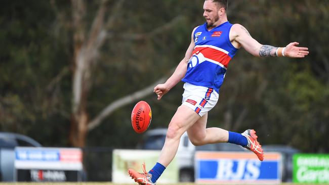 After a few wayward moments early on Justin Van Unen bagged four goals for Wandin. Picture: James Ross