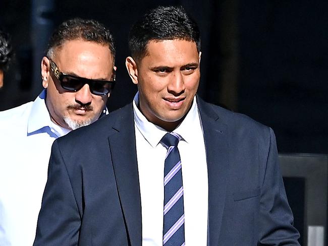 BRISBANE, AUSTRALIA - NewsWire Photos JUNE  3, 2025:  Former Queensland and Gold Coast Titans player Oshae Jackson Tuiasau avives to Brisbane Supreme court with family and friends.Picture: NewsWire / John Gass