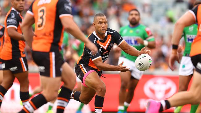 Moses Mbye wants out of Wests Tigers. Picture: Mark Nolan/Getty