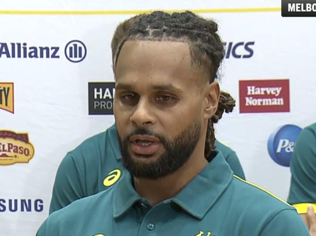 Patty Mills at the Boomers squad announcement.