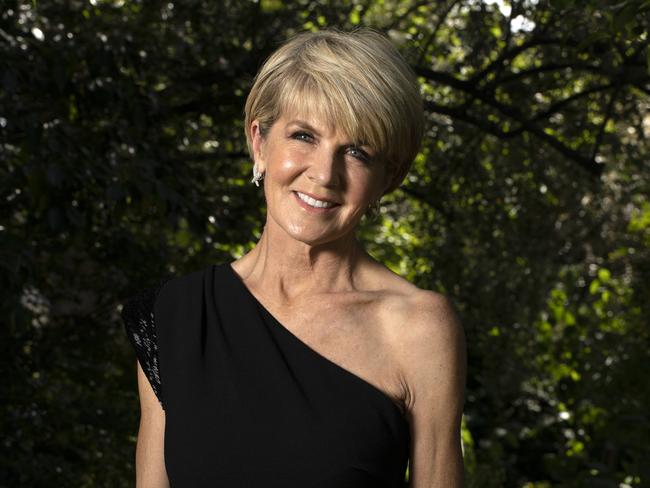 Julie Bishop in Adelaide to launch Future Women, a women's club run by Helen McCabe from Adelaide held at her sister Patricia's house at 11 Briar Avenue, Medindie. She will speak on leadership. (AAP/Emma Brasier)