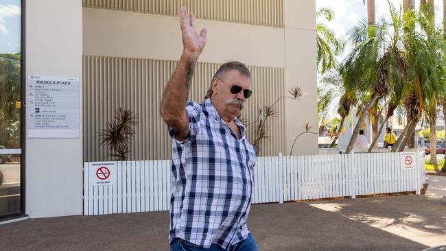 Humpty Doo celebrity chef Steve Sunk, aka the Walkabout chef, leaving Darwin Local Court after pleading guilty to sending a firearm in the mail. Picture: Pema Tamang Pakhrin