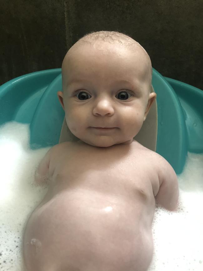 Oaklee and her chubby cheeks love the bath. Picture: MJ Sinclair