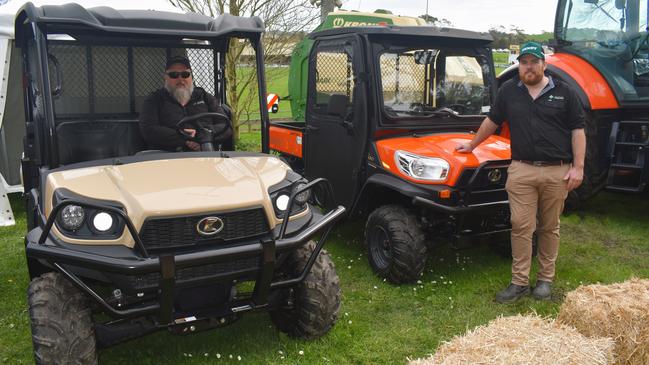 Gavan Stewart and Tom Peters at the 25th Anniversary of the South Gippsland Dairy &amp; Farming Expo at the Korumburra Showgrounds, 2024. Picture: Jack Colantuono