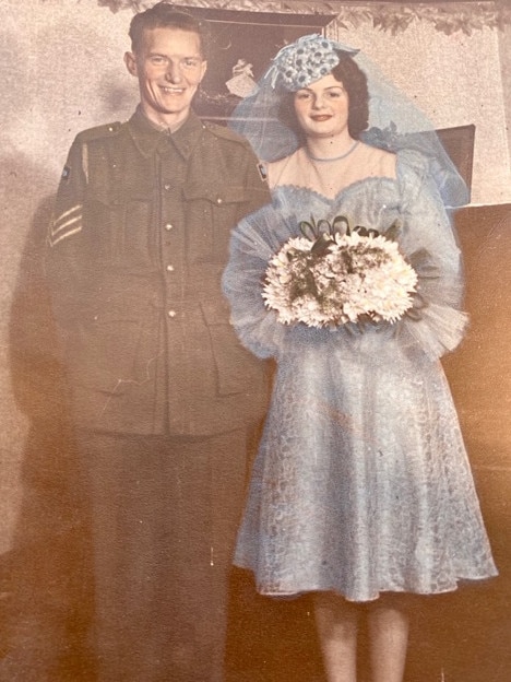 “My grandfather John Stephenson NX112440 Sgt Army ordnance Corps. This is him with his new wife Marie on their wedding day.” Picture: Supplied by Melissa Forrest.
