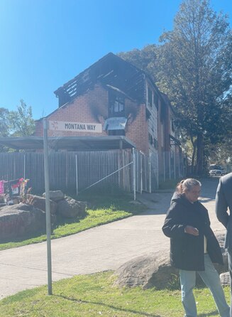 Tahma Teara-Jones’ grandmother outside the home. Picture: Lauren Ferri