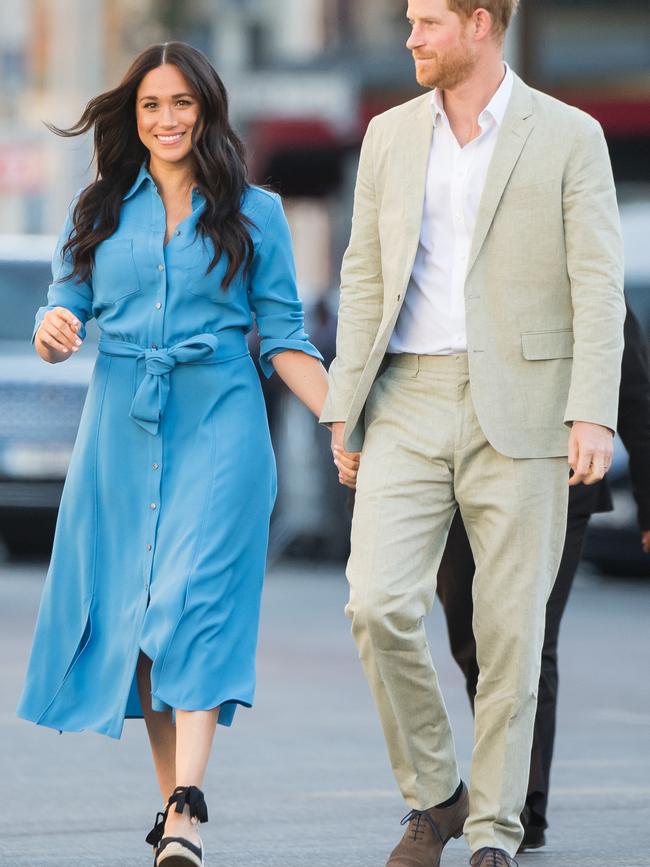 Meghan, Duchess of Sussex and Prince Harry during their royal tour of South Africa. Picture: Samir Hussein/WireImage