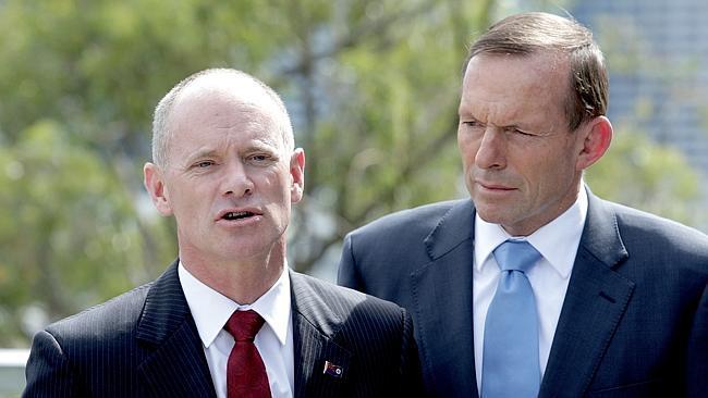 Queensland Premier Campbell Newman with Prime Minister Tony Abbott. Picture: Mark Cranitc