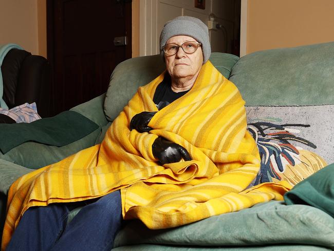 Ashlie Stevenson, 66, who is having to use her heating very sparingly at home. Picture: Tim Hunter.