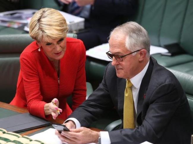 Julie Bishop and Malcolm Turnbull stay up to date as events unfold in the US.