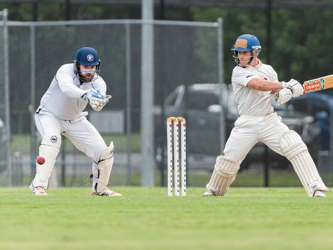 Mudgeeraba Nerang batsman Josh Nelson in action against Broadbeach Robina on Saturday. Picture: KPM Sports Images