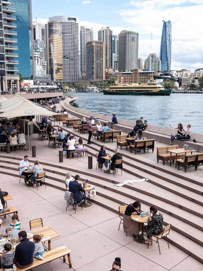 Sydneysiders enjoying Circular Quay’s Opera Bar on Sunday. Picture: NCA NewsWire/Flavio Brancaleone