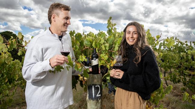 Jordan Dawson with wife Milly at Pepperjack Winery in Angaston. Picture: Sarah Reed