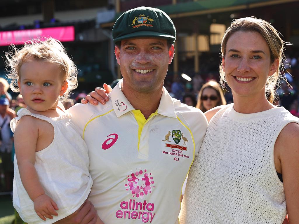 Alex Carey said the support of his wife, Eloise, was crucial. Picture: Getty