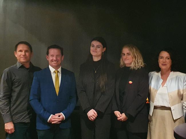 Corangamite federal election candidates L to R: Stephen Juhasz, Paul Barker, Alex Marshall, Meg Watkins and Libby Coker. Picture: Chad Van Estrop.