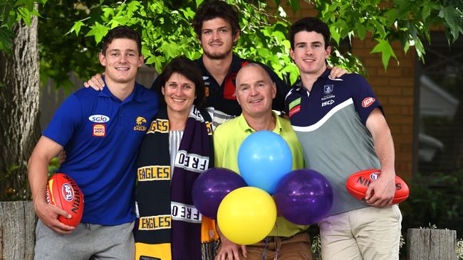 The Brayshaw family (from left) Andrew, Debra, Angus, Mark and Hamish Brayshaw. Picture: David Smith