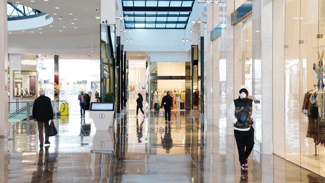 A masked shopper at Westfield Doncaster. Picture: AAP Image/Stefan Postles