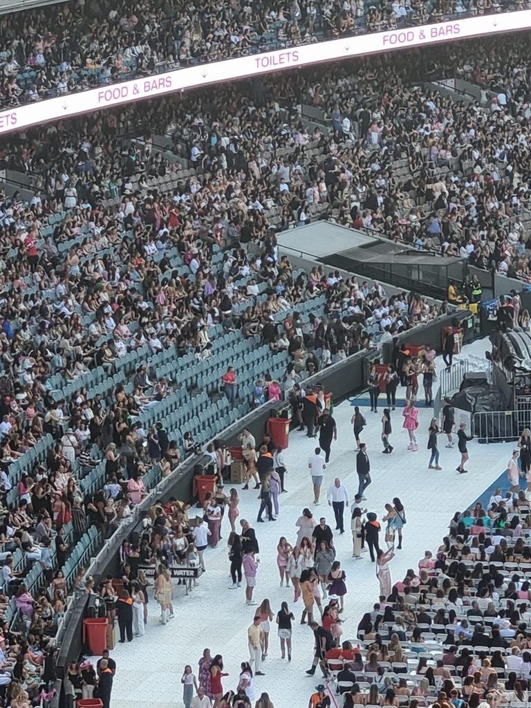 Melbourne Swifties took to social media to share images of hundreds of empty seats in Melbourne. Picture: Facebook.