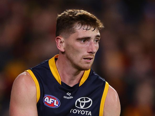 ADELAIDE, AUSTRALIA - APRIL 19: Mark Keane of the Crows during the 2024 AFL Round 06 match between the Adelaide Crows and the Essendon Bombers at Adelaide Oval on April 19, 2024 in Adelaide, Australia. (Photo by Sarah Reed/AFL Photos via Getty Images)