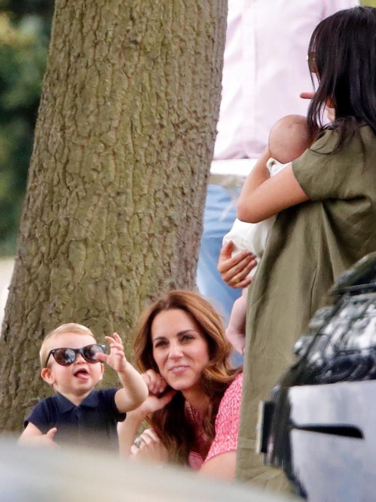 The Duchess of Cambridge and her three children attended a polo match with the Duchess of Sussex and baby Archie in July 2019. Picture: Max Mumby/Indigo/Getty Images