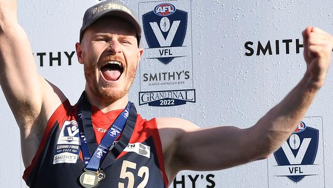 Casey Demons captain Mitch White kicked four goals for Emerald on Saturday. (Photo by Felicity Elliott/AFL Photos via Getty Images)