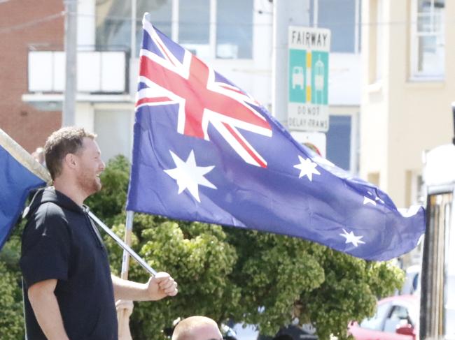 5 JANUARY 2019 ST KILDA VICTORIA WWW.MATRIXNEWS.COM.AUNON EXCLUSIVE PICTURESBlair Cottrell and the anti-Islam group United Patriots Front supports clash with Police for tat St Kilda Beach. The group gathered to Òtake a standÓ against ÒAfrican crime gangsÓ. Note: All editorial images subject to the following: For editorial use only. Additional clearance required for commercial, wireless, internet or promotional use.Images may not be altered or modified. Matrix makes no representations or warranties regarding names, trademarks or logos appearing in the images.