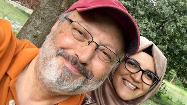 Jamal Khashoggi with fiancée Hatice Cengiz.