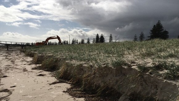 Sand has been carted from Largs Bay to Semaphore South to protect the beach from winter storms. Picture: Supplied