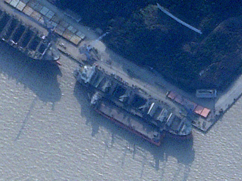 Satellite images showed China was providing moorage for a US-sanctioned Russian cargo ship accused of facilitating North Korean arms transfers. Picture: Planet Labs PBC