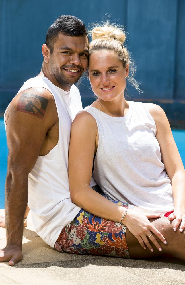 Kurtley Beale with girlfriend Maddi Blomberg in 2014. Picture: Mitch Cameron