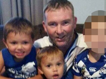 Joseph Shorey with sons Sheldon (front) and Shane. Eldest brother Mark was also hit but escaped with minor injuries. Picture: Supplied