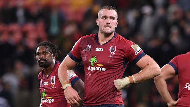 Izack Rodda of the Reds shows his disappointment at Suncorp Stadium in Brisbane.