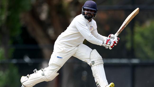 Sahan Perera in action Noble Park. Picture: Josh Chadwick