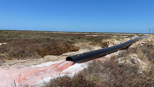 Pumping to remove hypersaline water to reduce the impact to mangroves, January 2021, Supplied. Department for Energy and Mining