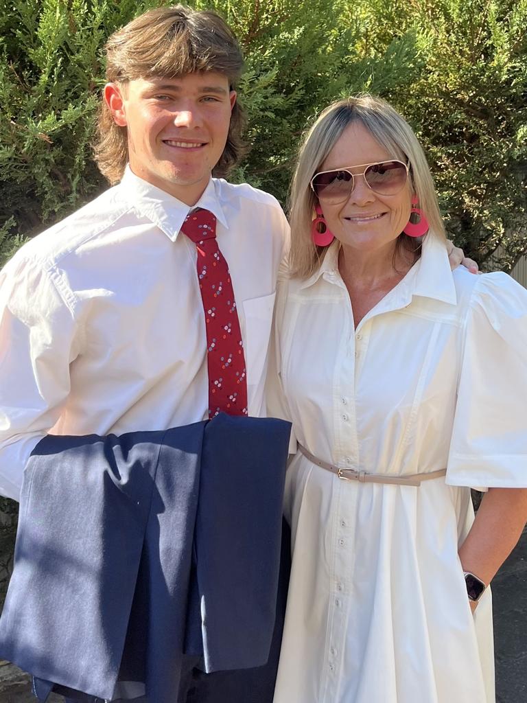 Rebecca Whitfield-Baker with her youngest son Harry, 17, ahead of his year 12 formal earlier this year. Picture: supplied