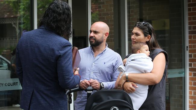 Ronnie Sternberg and his wife outside Waverley Local Court, speaking with his solicitor Stephen Alexander. Picture: Britta Campion