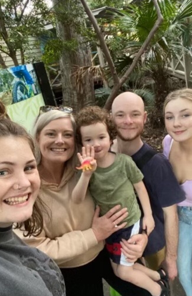 Manny Eveleigh with grandmother Rebecca, father Angus and family