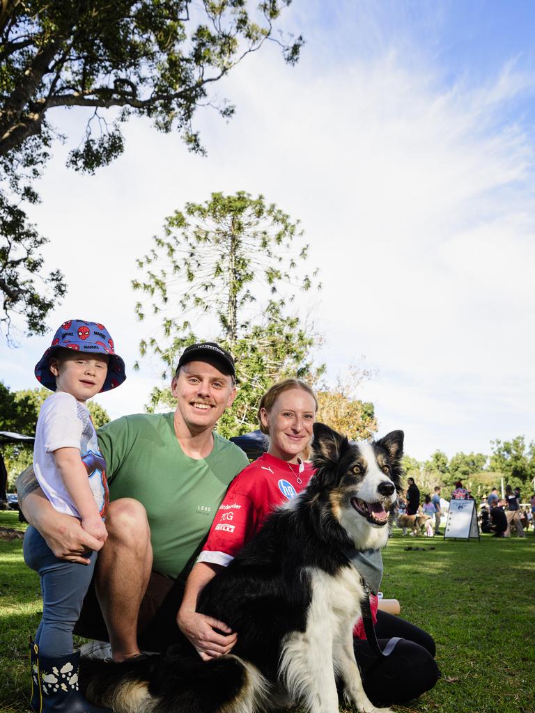 Nick and Jess Paske with their son Paddy and Cash at the Million Paws Walk in Queens Park, Sunday, May 25, 2025. Picture: Kevin Farmer