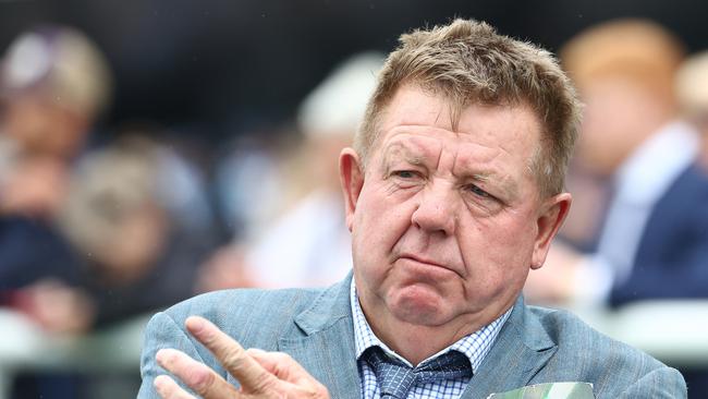 SYDNEY, AUSTRALIA - MARCH 02: Trainer Brett Cavanough looks on after Jason Collett riding Once Again My Girl wins  Race 3 TAB Highway Handicap during TAB Verry Elleegant Stakes Day - Sydney Racing at Royal Randwick Racecourse on March 02, 2024 in Sydney, Australia. (Photo by Jeremy Ng/Getty Images)