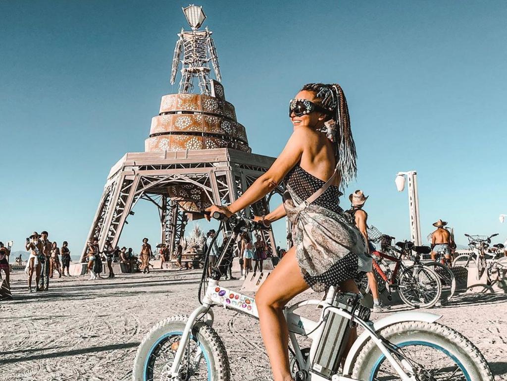 Goggles are a common feature in Burning Man attire because it is so dusty. Picture: Instagram / me_lana