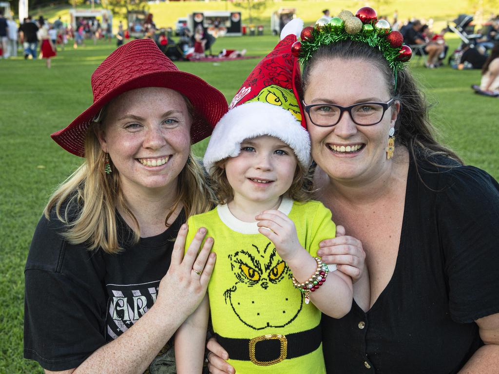 At Triple M Mayoral Carols by Candlelight are (from left) Brooke, Evie and Rhiannon Giblin, Sunday, December 8, 2024. Picture: Kevin Farmer